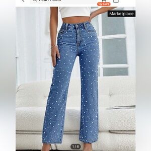 Light/ Medium Wash Pearl Women Jeans